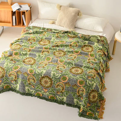 Ownkoti Garden-Inspired Floral Cotton Gauze Tassel Blanket - image 2