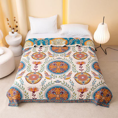 Ownkoti Exotic Pattern Leaf Cotton Gauze Blanket - image 1