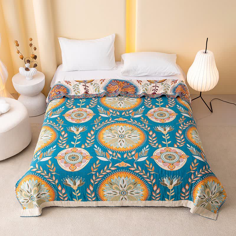 Ownkoti Exotic Pattern Leaf Cotton Gauze Blanket - image 2