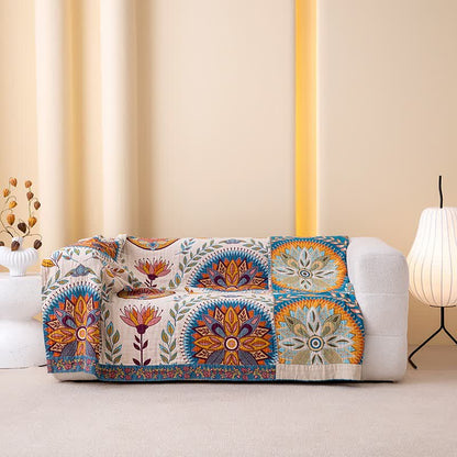 Ownkoti Exotic Pattern Leaf Cotton Gauze Blanket - 90"W x 98"L - image 0