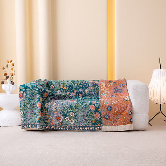 Ownkoti Flourishing Floral & Leaf Cotton Gauze Blanket - 90"W x 98"L - image 0