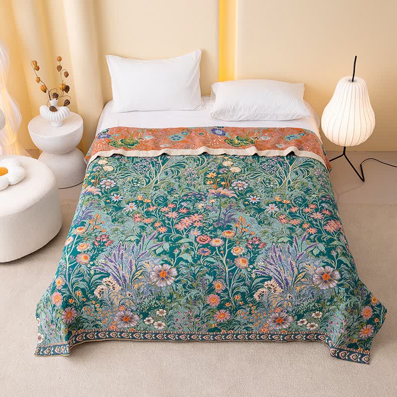 Ownkoti Flourishing Floral & Leaf Cotton Gauze Blanket - image 1