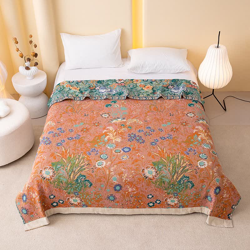 Ownkoti Flourishing Floral & Leaf Cotton Gauze Blanket - image 2