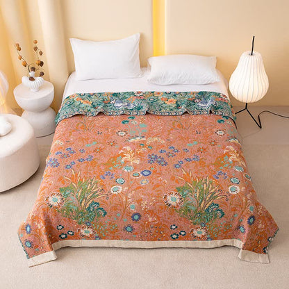 Ownkoti Flourishing Floral & Leaf Cotton Gauze Blanket - image 2