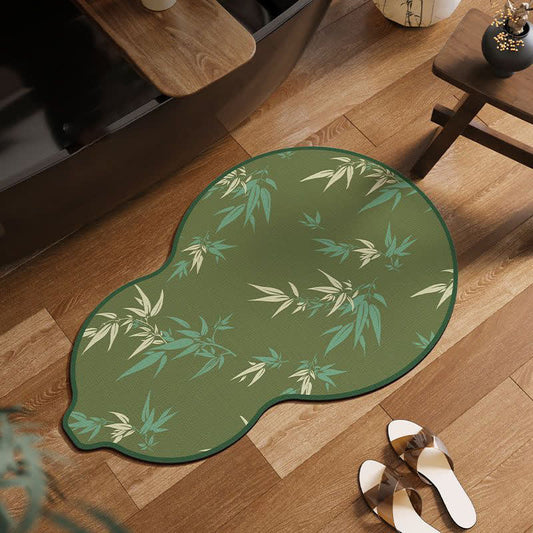 Ownkoti Gourd-Shaped Bamboo Leaf Bath Mat - Green - 31"x 47" - image 0