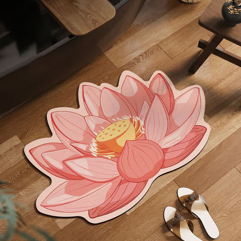 Ownkoti Pink Lotus Flower Anti-Slip Bath Mat - Green - 31"x 47" - image 0