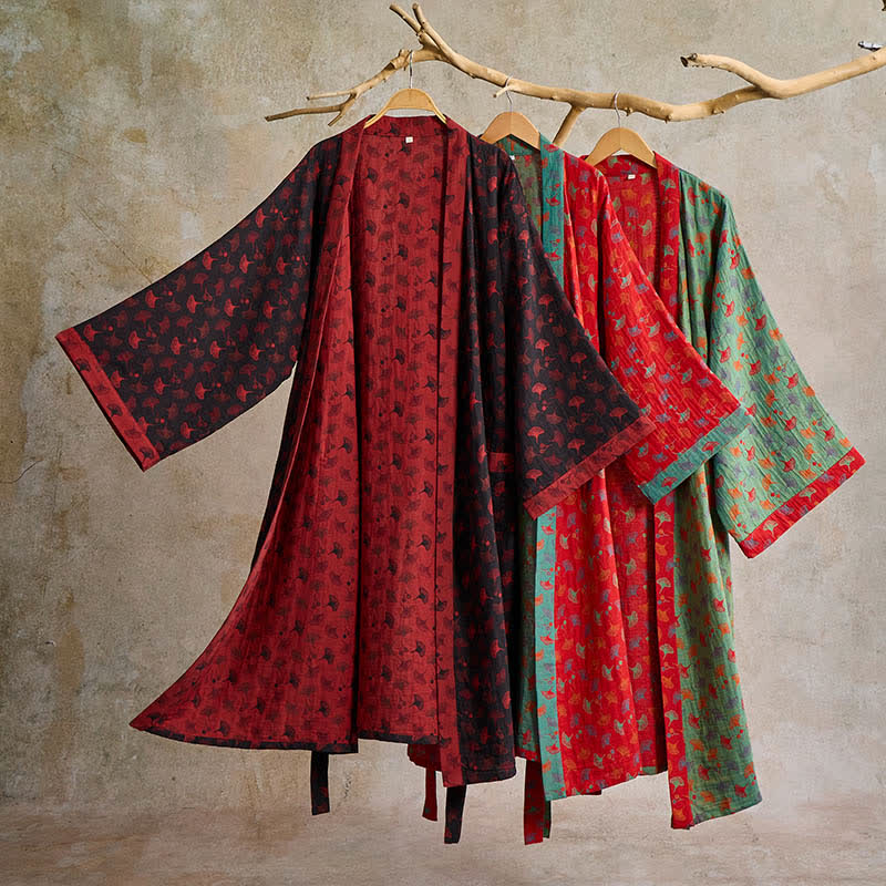 Ownkoti Two-Tone Ginkgo Cotton Kimono Robe - image 6