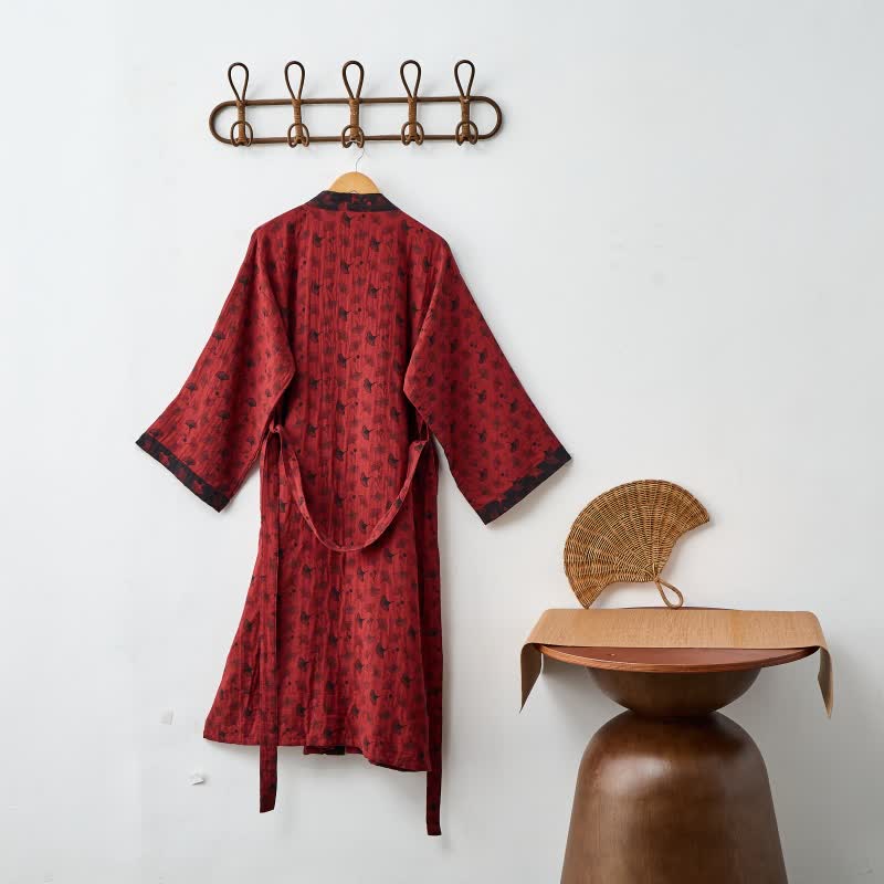 Ownkoti Two-Tone Ginkgo Cotton Gauze Kimono Robe - image 21