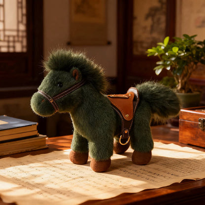 Ownkoti Realistic Stuffed Pony with Faux Leather Saddle - Green - 2PCS - 12"H - image 6