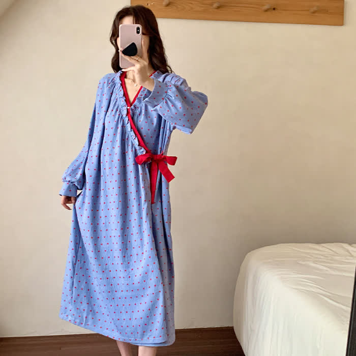 Ownkoti Pomegranate Print Kimono Style Nightgown - image 2
