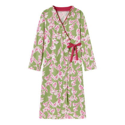 Ownkoti Artistic Floral Kimono Style Ruffled Nightgown - image 4
