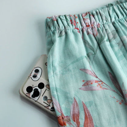 Ownkoti Ruffled Neck Oriental Floral Cotton Loungewear - image 3