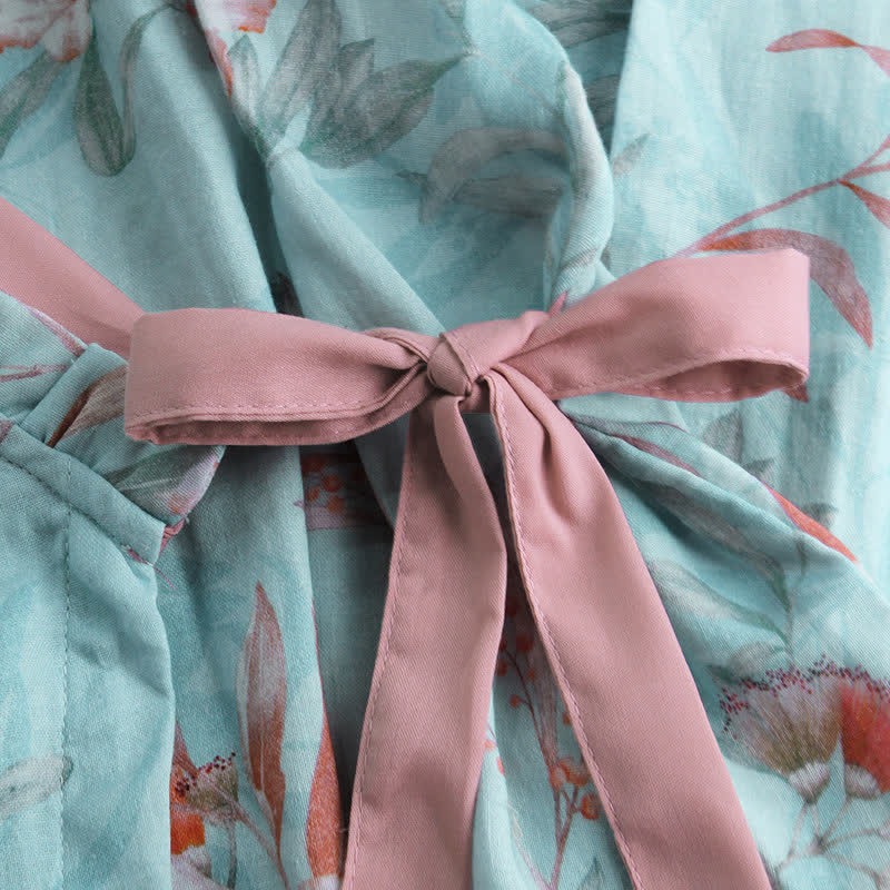 Ownkoti Ruffled Neck Oriental Floral Cotton Loungewear - image 1