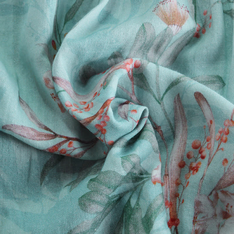 Ownkoti Ruffled Neck Oriental Floral Cotton Loungewear - image 4