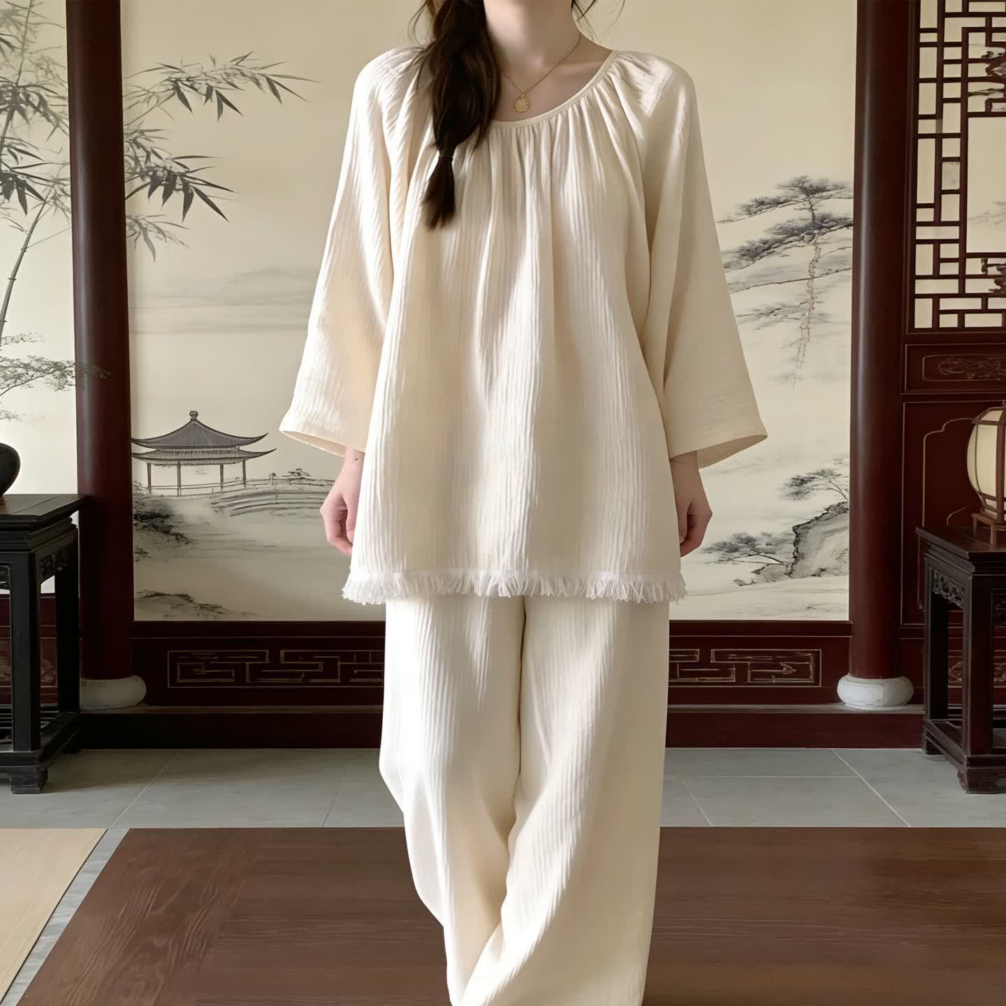 Ownkoti Minimalist Solid Color Cotton Loungewear Set - image 2