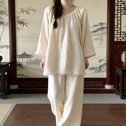 Ownkoti Minimalist Solid Color Cotton Loungewear Set - image 2
