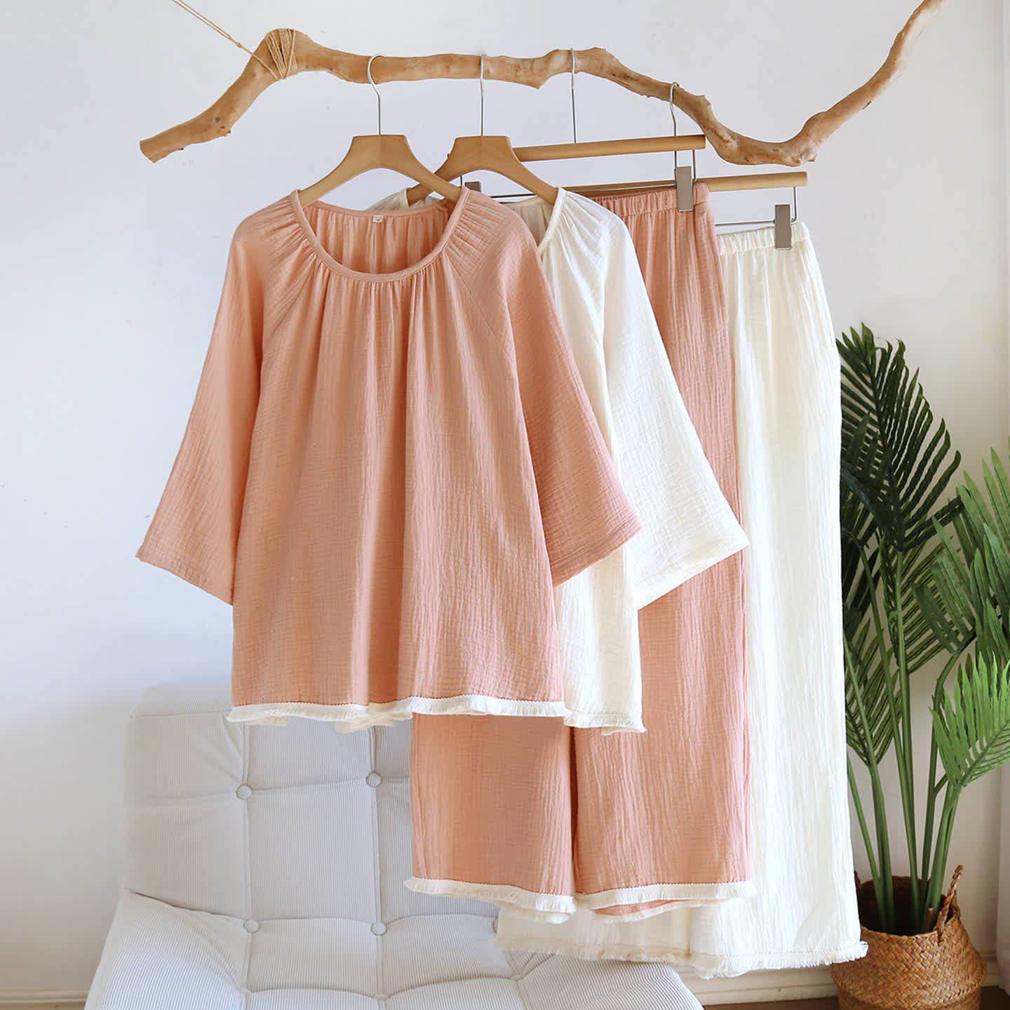 Ownkoti Minimalist Solid Color Cotton Loungewear Set - image 3