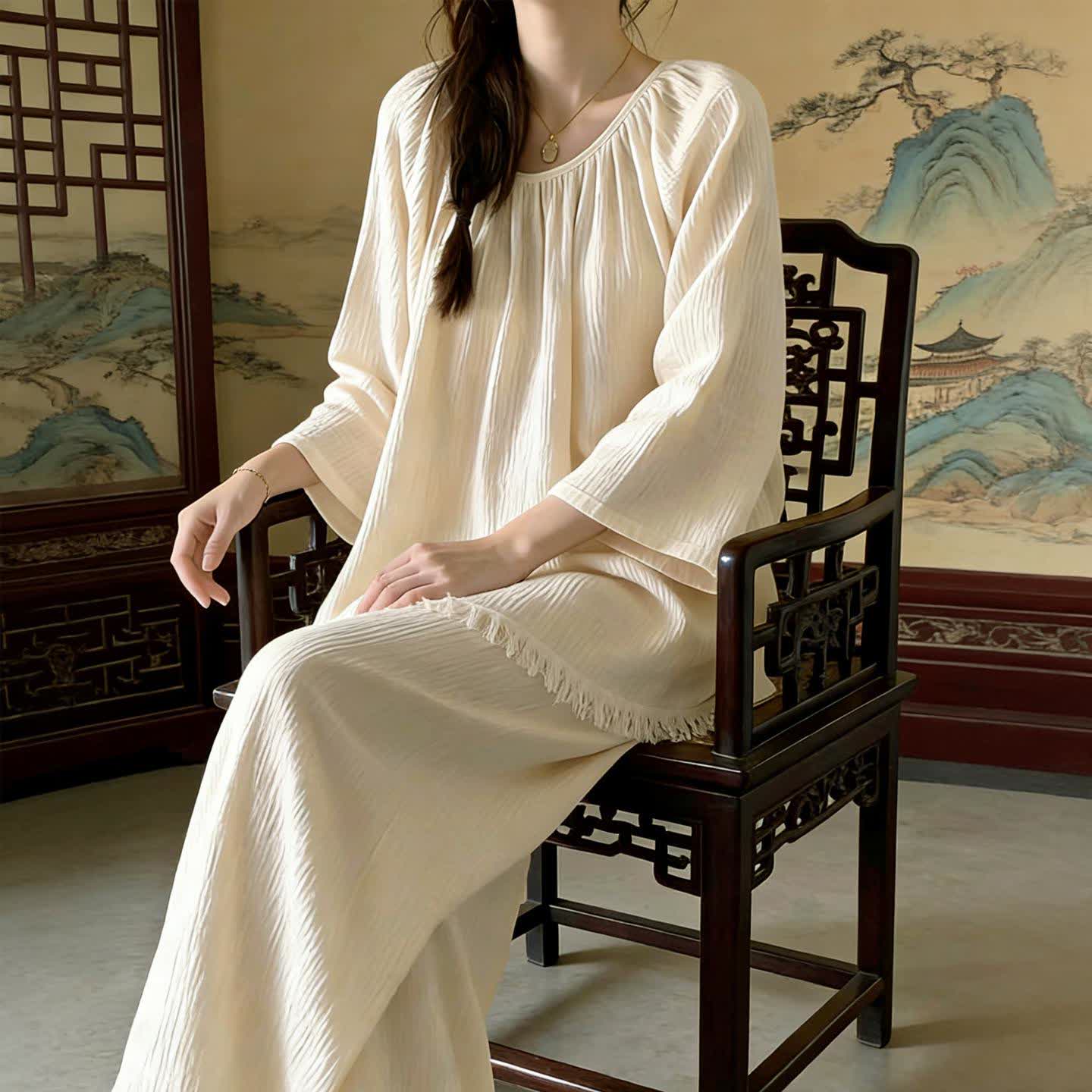 Ownkoti Minimalist Solid Color Cotton Loungewear Set - image 1