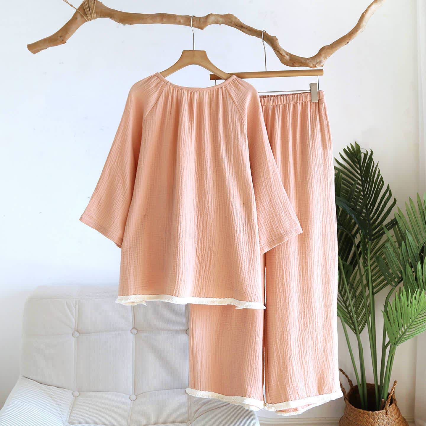 Ownkoti Minimalist Solid Color Cotton Loungewear Set - image 6