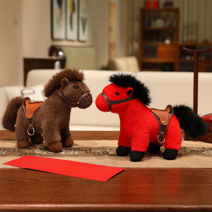 Ownkoti Realistic Stuffed Pony with Faux Leather Saddle - image 3