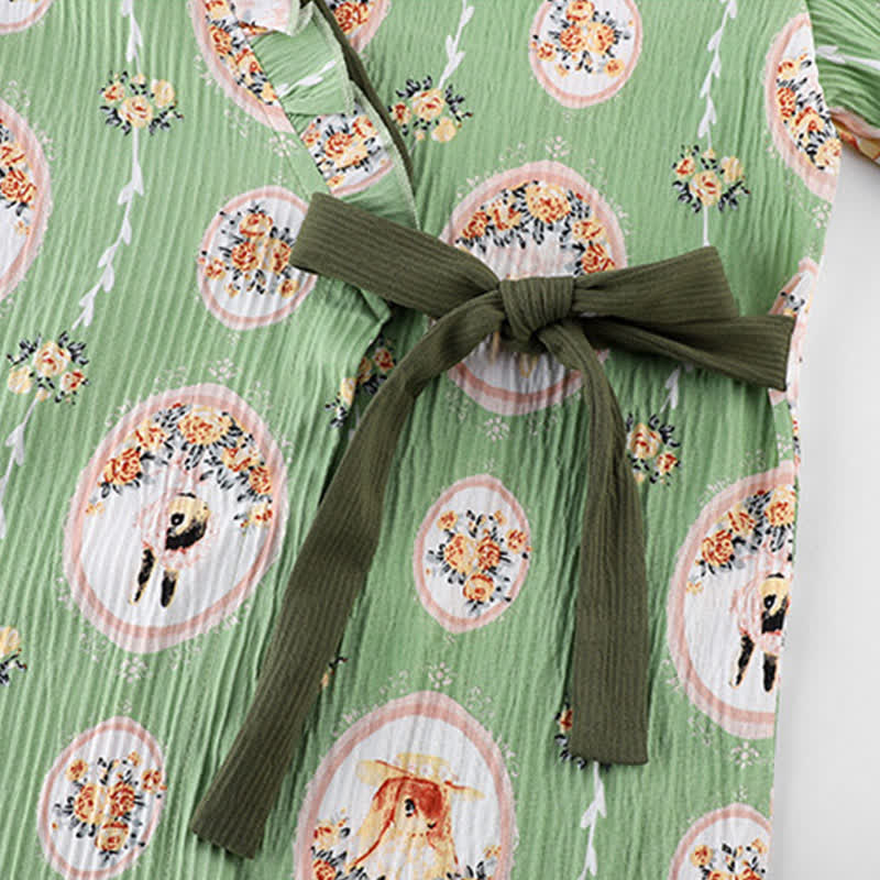 Ownkoti Medallion Floral Kimono Style Ruffled Nightgown - image 3