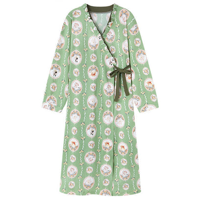 Ownkoti Medallion Floral Kimono Style Ruffled Nightgown - image 5