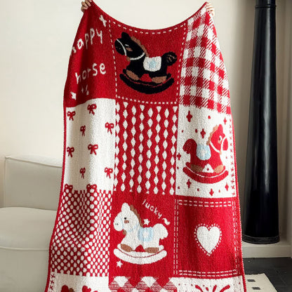 Ownkoti Festive Red & White Patchwork Throw Blanket  - image 4