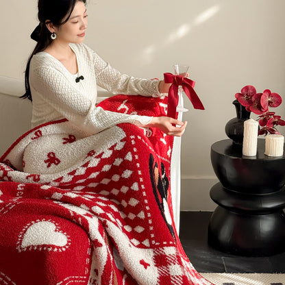 Ownkoti Festive Red & White Patchwork Throw Blanket  - image 6