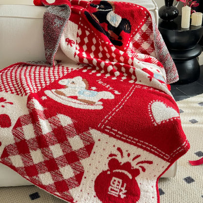 Ownkoti Festive Red & White Patchwork Throw Blanket  - image 7