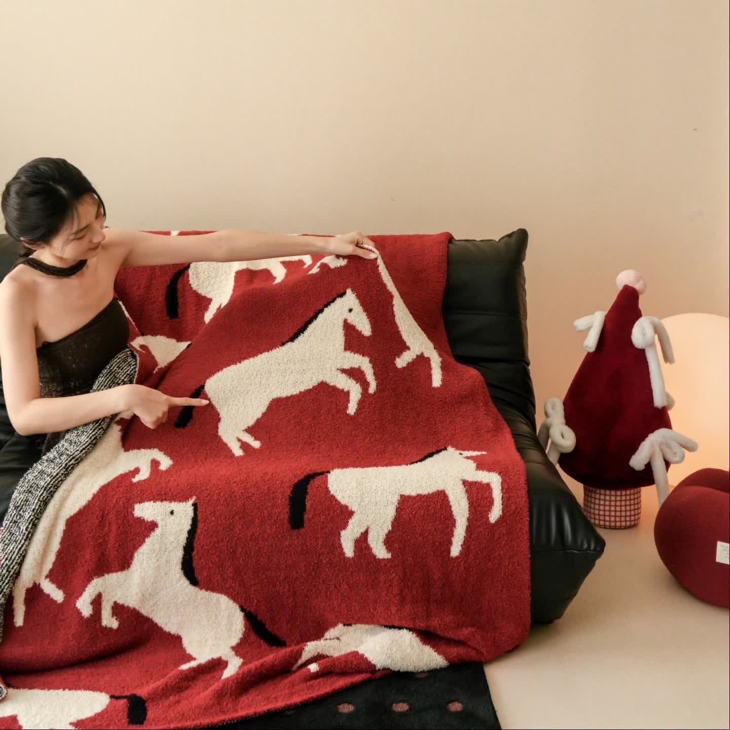 Ownkoti Artistic Equestrian Silhouette Throw Blanket - 51"W x 67"L - image 0