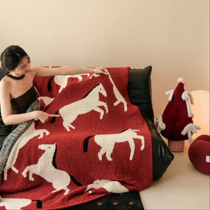 Ownkoti Artistic Equestrian Silhouette Throw Blanket - 51"W x 67"L - image 0