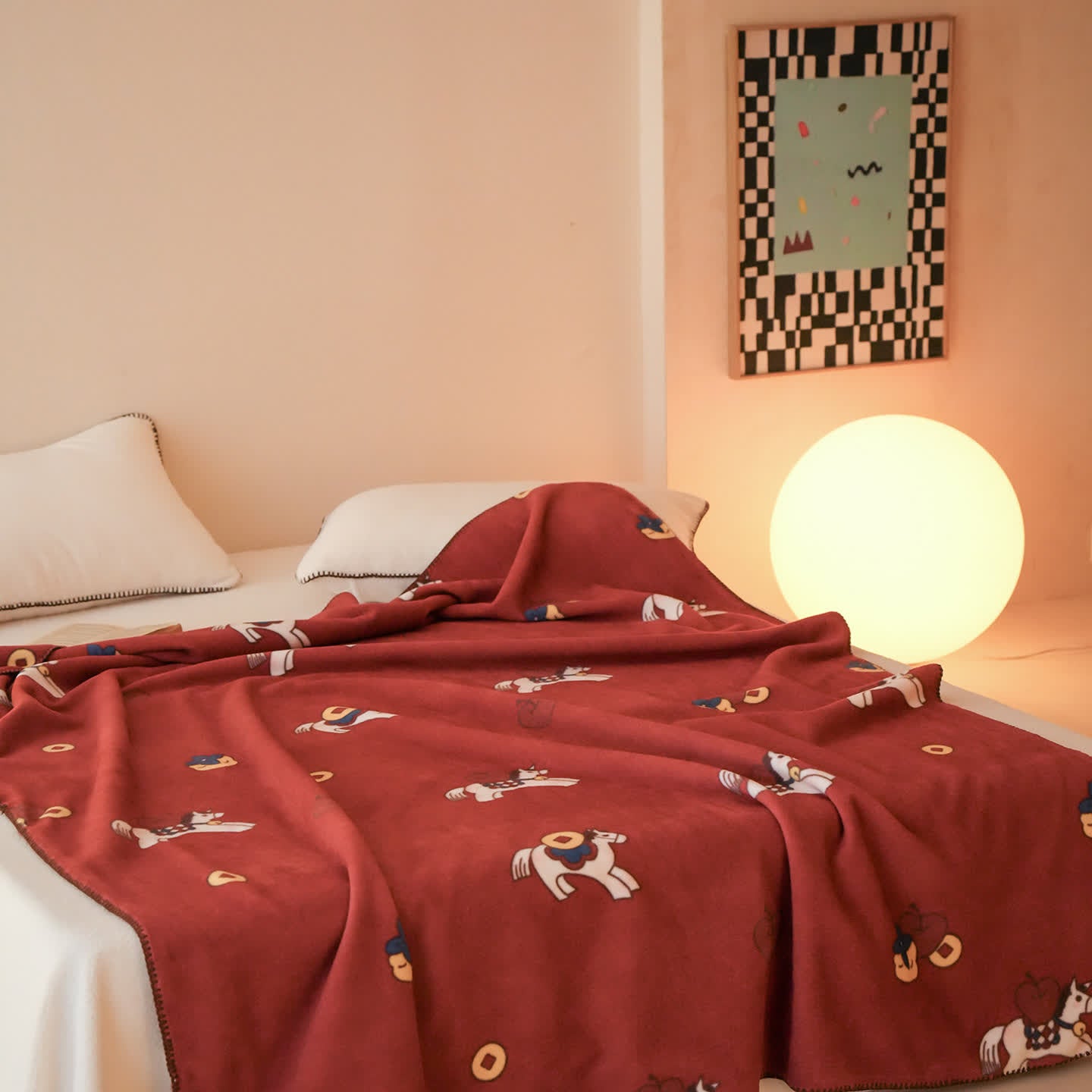Ownkoti Faux Wool Trojan Horse Reversible Throw Blanket - image 3
