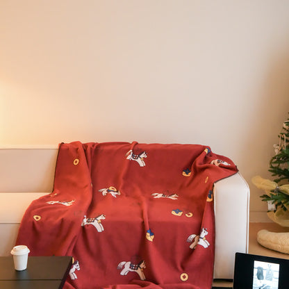 Ownkoti Faux Wool Trojan Horse Reversible Throw Blanket - image 1