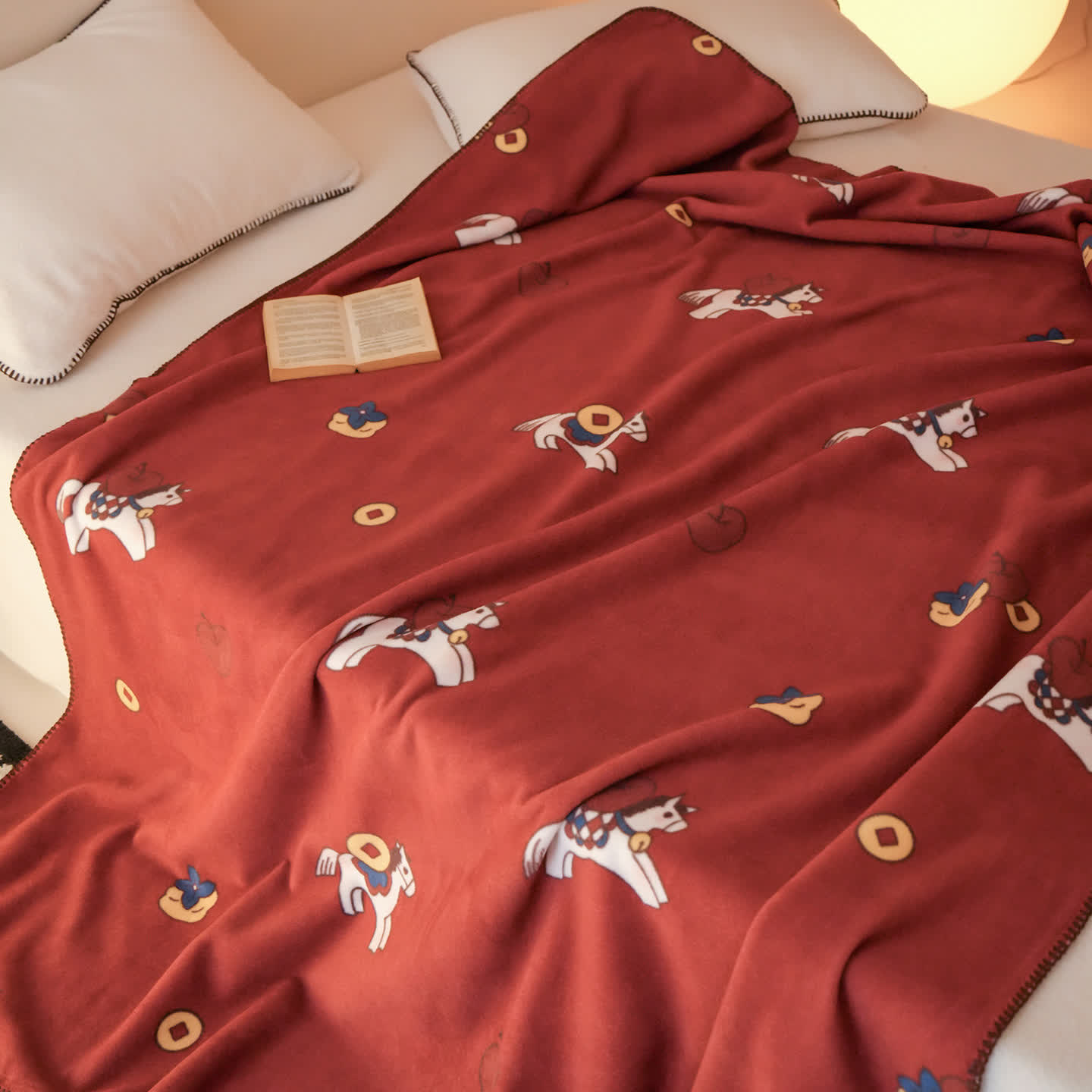 Ownkoti Faux Wool Trojan Horse Reversible Throw Blanket - image 7