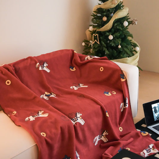 Ownkoti Faux Wool Trojan Horse Reversible Throw Blanket - 79"W x 90"L - image 0