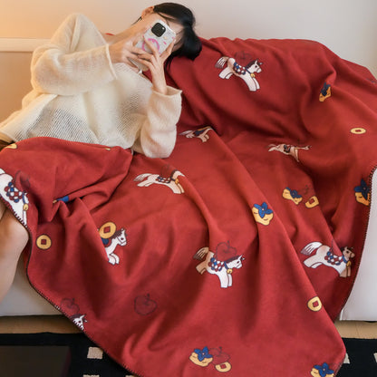 Ownkoti Faux Wool Trojan Horse Reversible Throw Blanket - image 5