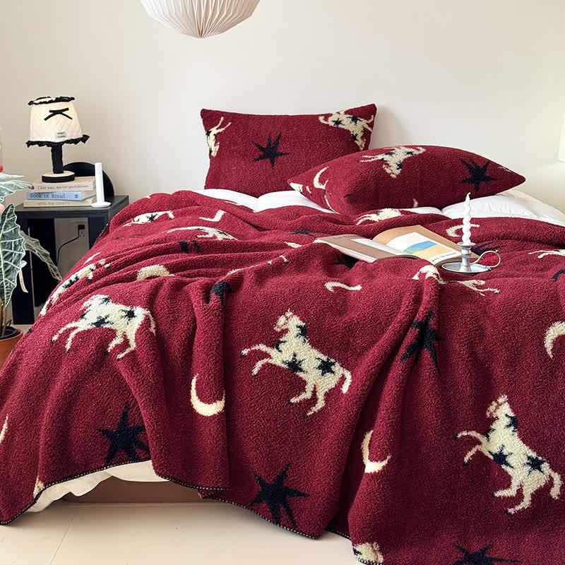 Ownkoti Festive Year of the Horse Knitted Throw Blanket - image 1