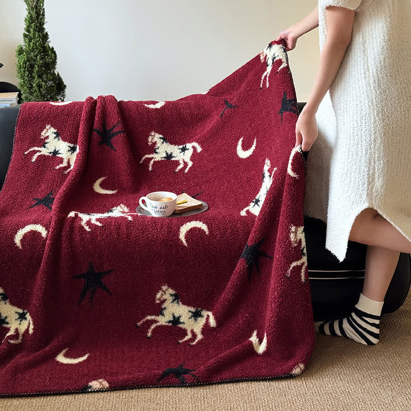 Ownkoti Festive Year of the Horse Knitted Throw Blanket - image 2