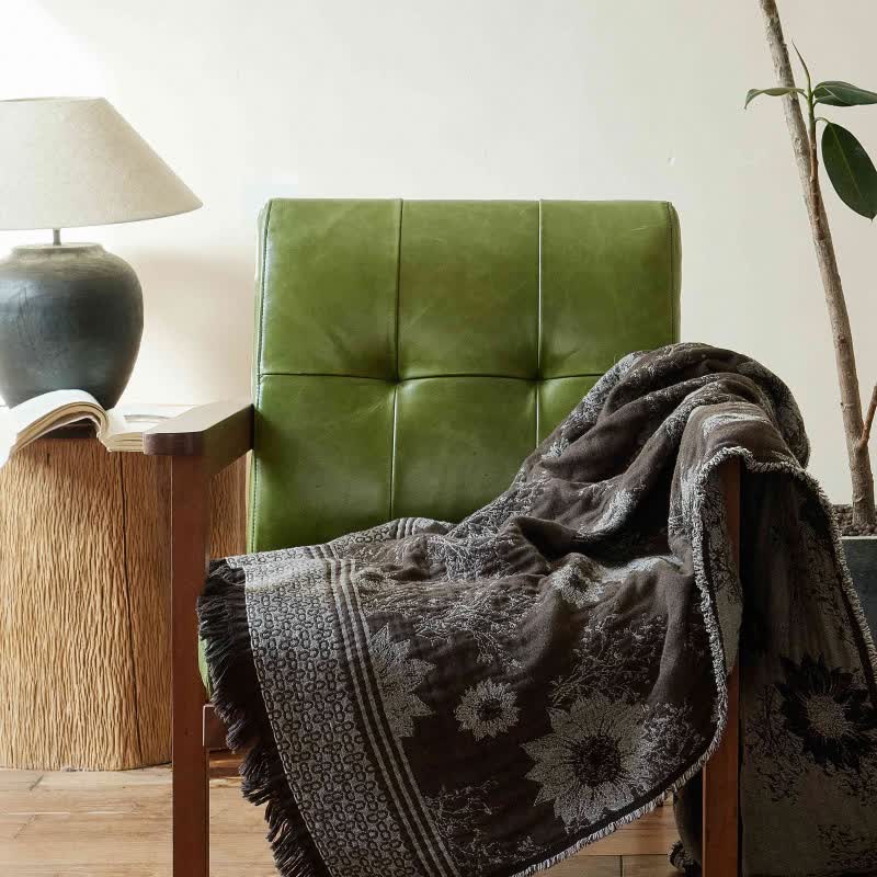 Ownkoti Vintage Sunflower Pure Cotton Tassel Blanket - image 1