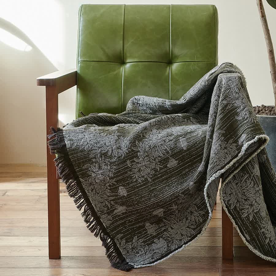 Ownkoti Vintage Floral Pure Cotton Tassel Blanket - image 1