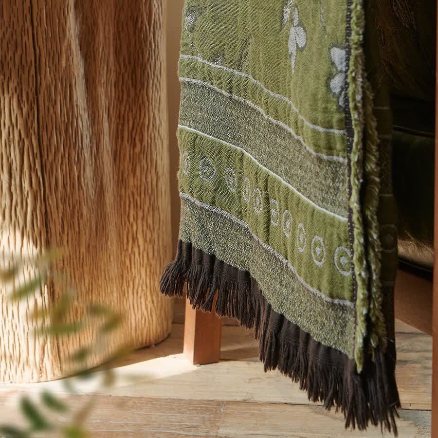 Ownkoti Elegant Floral Pure Cotton Tassel Blanket - image 5