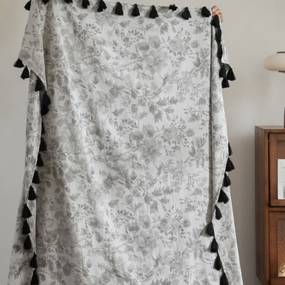 Ownkoti Subtle Floral Jacquard Cotton Linen Blanket - image 3