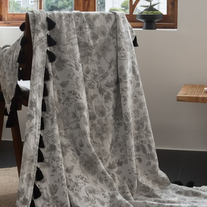 Ownkoti Subtle Floral Jacquard Cotton Linen Blanket - image 2