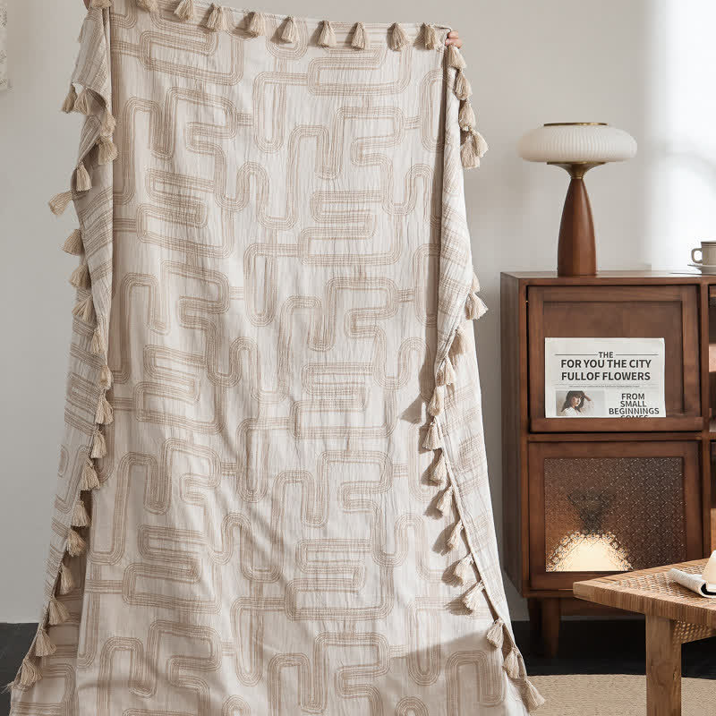 Ownkoti Geometric Pattern Jacquard Cotton Linen Blanket - image 1