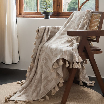 Ownkoti Geometric Pattern Jacquard Cotton Linen Blanket - image 2