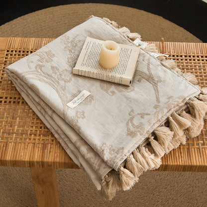 Ownkoti Elegant Floral Jacquard Cotton Linen Blanket - image 1