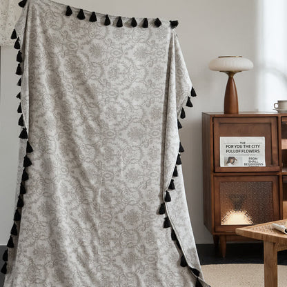 Ownkoti Vintage Botanical Jacquard Cotton Linen Blanket - image 1