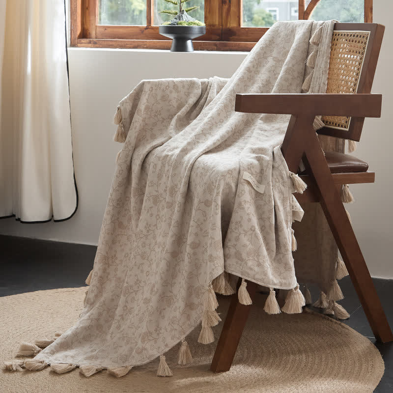 Ownkoti Country Vine Jacquard Cotton Linen Blanket - image 1
