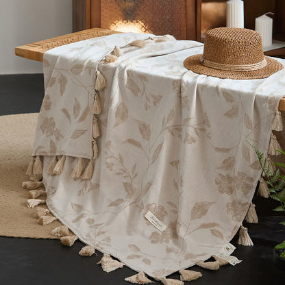 Ownkoti Floral Leaf Jacquard Cotton Linen Blanket - image 5