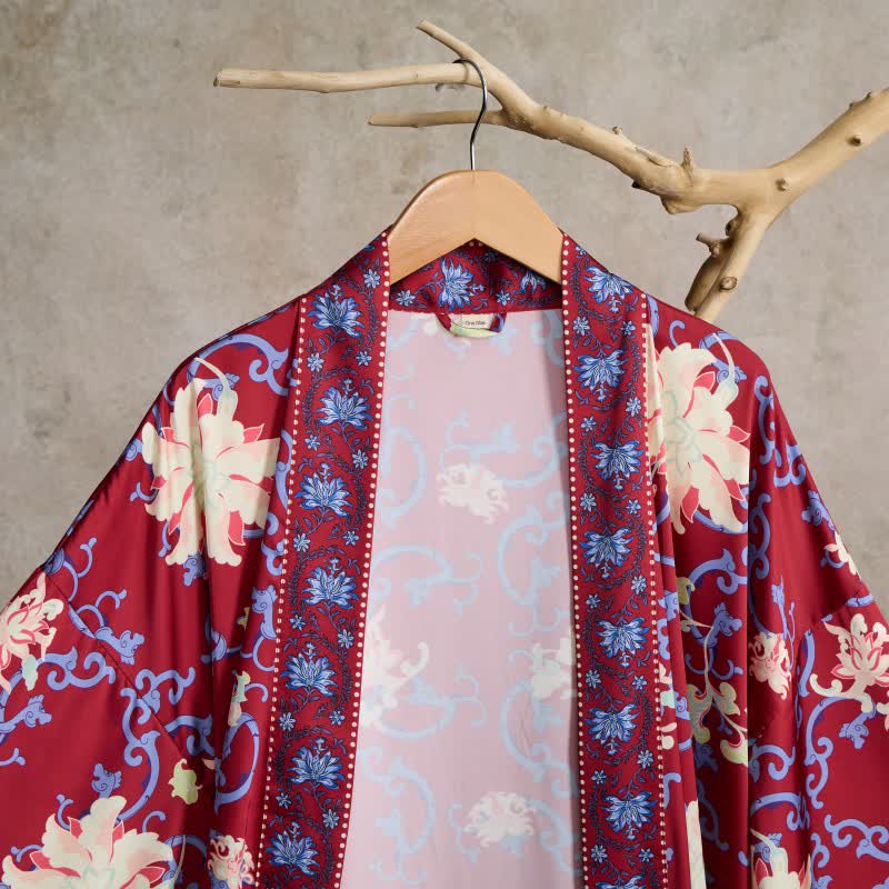 Ownkoti Retro Floral Kimono Style Bathrobe - image 5